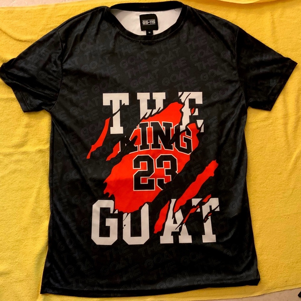 GS 115 Men The King 23 GOAT All‎ Over Print T Shirt Black Michael Jordan
